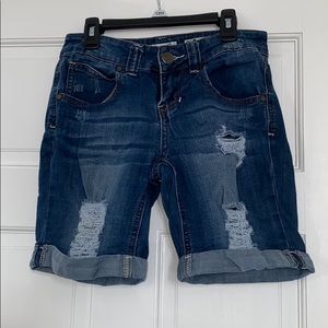 Ripped jean shorts
